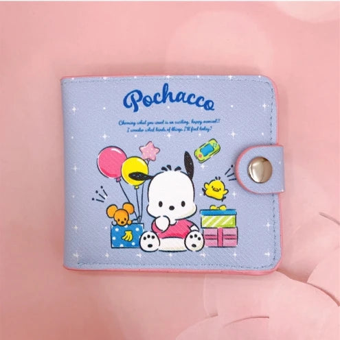 Kawaii Hello Kitty Cinnamoroll My Melody Kuromi Sanrio New Pu Casual Money Bag Coin Purse Card Holder Wallet With Buttons