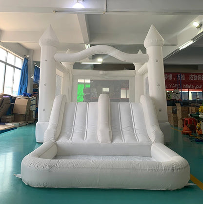 Inflatable Jumping Castle 5.6*3.3*3M White Bounce House For Kids Bouncy House White For Children With Blower Slide 5-8 Kids