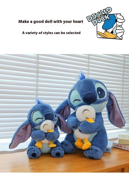 30/45cm Kawaii Plush Stitch Cartoon Hugs Donald Duck Stuffed Doll Children To Appease Sleeping Cartoon Collection Holiday Gifts