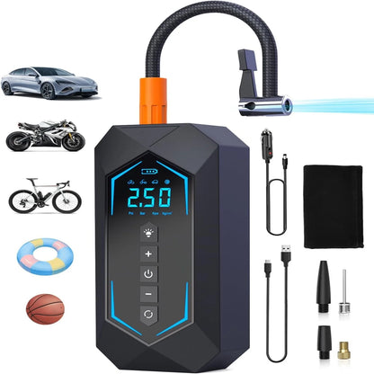 Portable Car Tire Air Pump High-power Smart Digital Inflator for Motocycle Bicycle Balls DC 12V Cable Supply Air Compressor