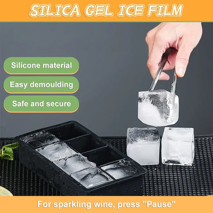 Ice Making Mold with Cover Silicone Ice Cube Foreign Wine Square Ice Hockey Model Ice Box Bar Whisky Ice Cube Kitchen Tools