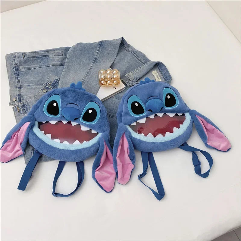 HOT Stitch See-through Bag Plush Doll Backpack Girls Large Capacity Cute Funny Backpack Anime Kawaii Cartoon School Bag Mochila