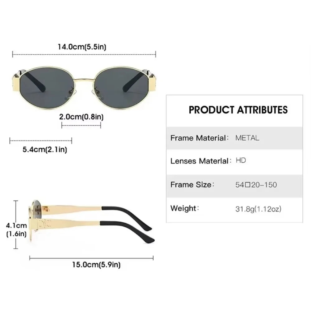 Luxury Metal Brand Sunglasses for Men and Women Unisex Designer Fashion Sun Glasses Oval Unisex Stylish Eyewear Shades