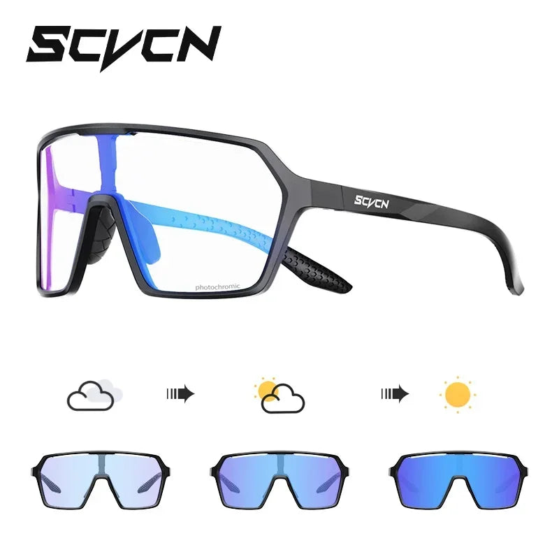 SCVCN Color Photochromic Cycling Glasses UV400 Sunglasses for Men Women Driving Glasses MTB Road Bike Sport Eyewear Running