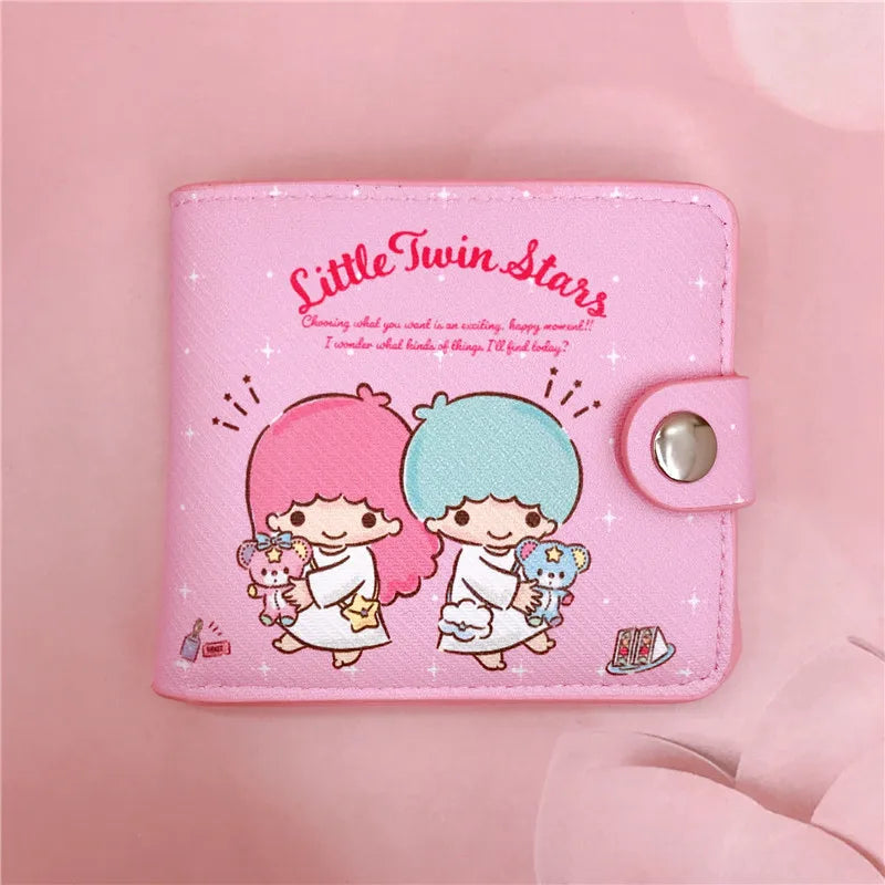 Kawaii Hello Kitty Cinnamoroll My Melody Kuromi Sanrio New Pu Casual Money Bag Coin Purse Card Holder Wallet With Buttons