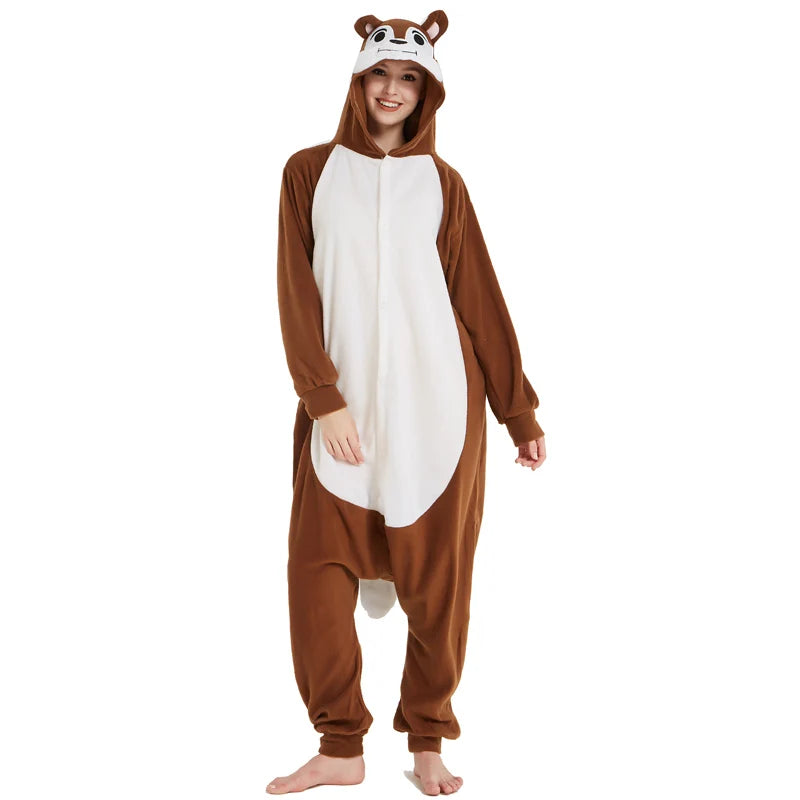 Squirrel Kigurumi Pajamas Animal Sleepwear Chipmunk Onesie  Adults Halloween Carnival Party Cosplay Costume Pyjama Birthday