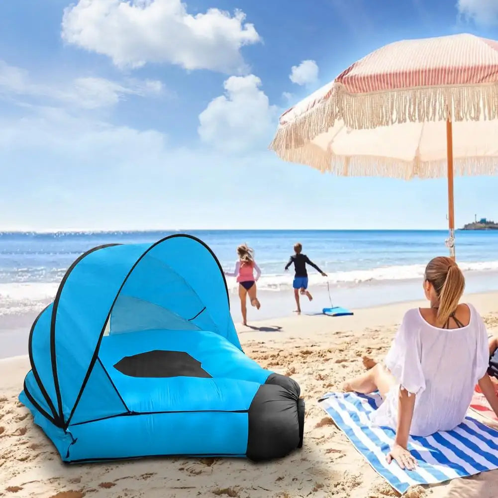 Inflatable Sofa with Canopy, Canopy Island Inflatable Lawn Bed, Camping Island with Sunshade, Inflatable Lazy Bed with Canopy