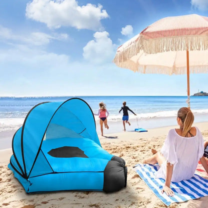 Inflatable Sofa with Canopy, Canopy Island Inflatable Lawn Bed, Camping Island with Sunshade, Inflatable Lazy Bed with Canopy