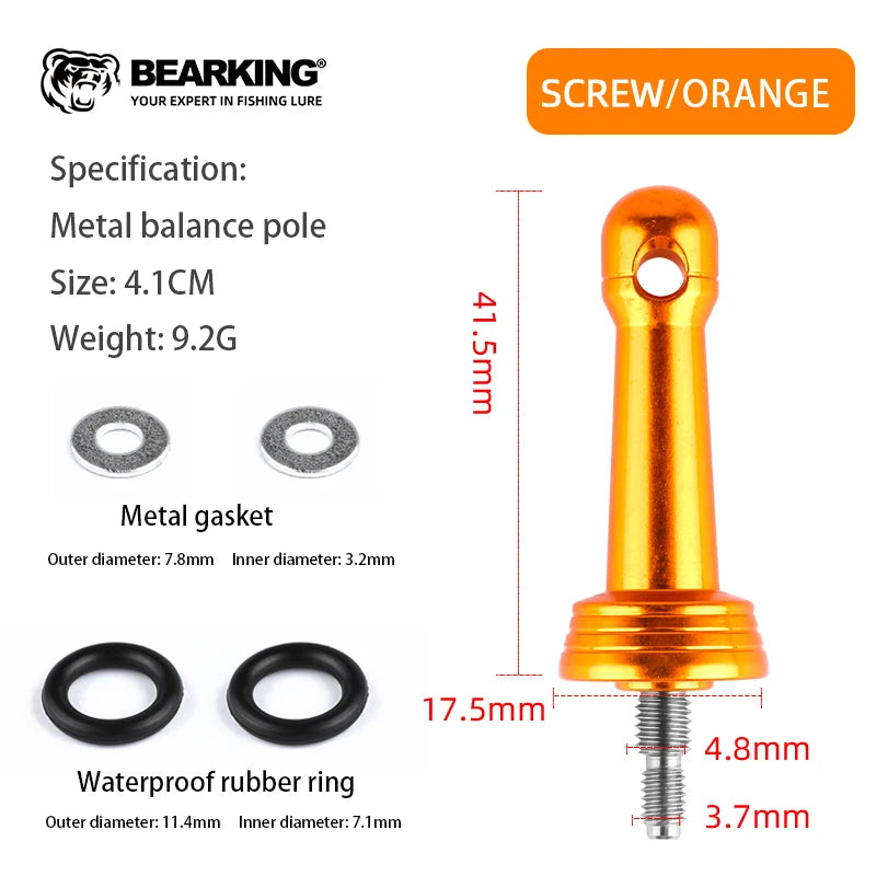 BEARKING Universal Fishing Wheel Balance Rod Anti Collision Insertion Screw in Equipped with Gasket Waterproof Rubber Ring