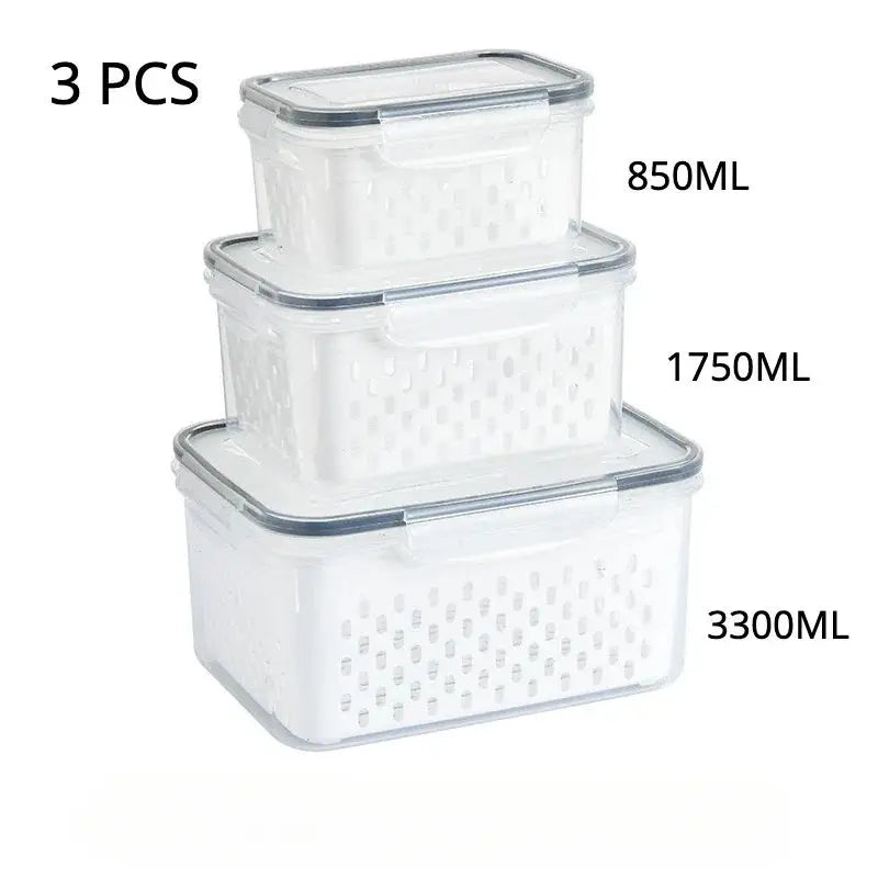 1/2/3pcs Refrigerator Storage Box Fridge Organizer Fresh Vegetable Fruit Drain Basket Storage Container Pantry Kitchen Organizer