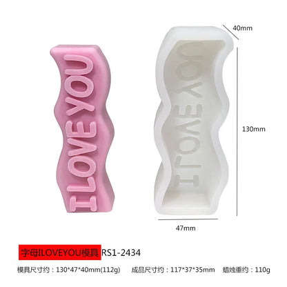 Valentine's Day Silicone Candle Mold 3D Wave Letter Handmade DIY Craft Mould Resin Epoxy Form for Candles Soap New 2024