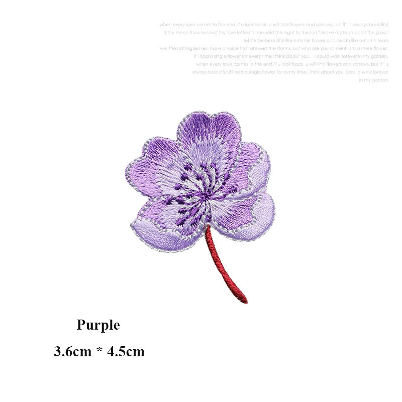 Small Begonia Blossoms Flower Patch Iron on Applique Floral Patch for Clothes Fabric Iron to Stick DIY Coat Jeans Accessories