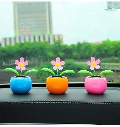 Solar Powered Automatic Swinging Sunflower Dancing Animated Flower Toy Car Interior Decorations Styling Home Decoration