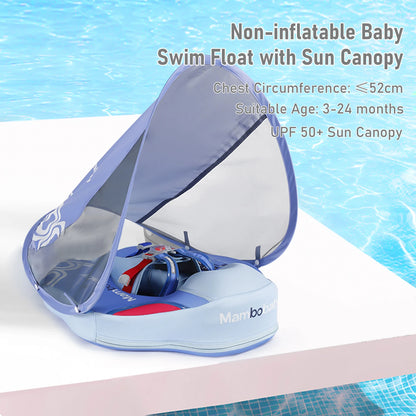 Mambobaby Float Dropshipping Non-Inflatable Baby Float with Canopy Waist Swimming Chest Floater with Tail Float Trainer