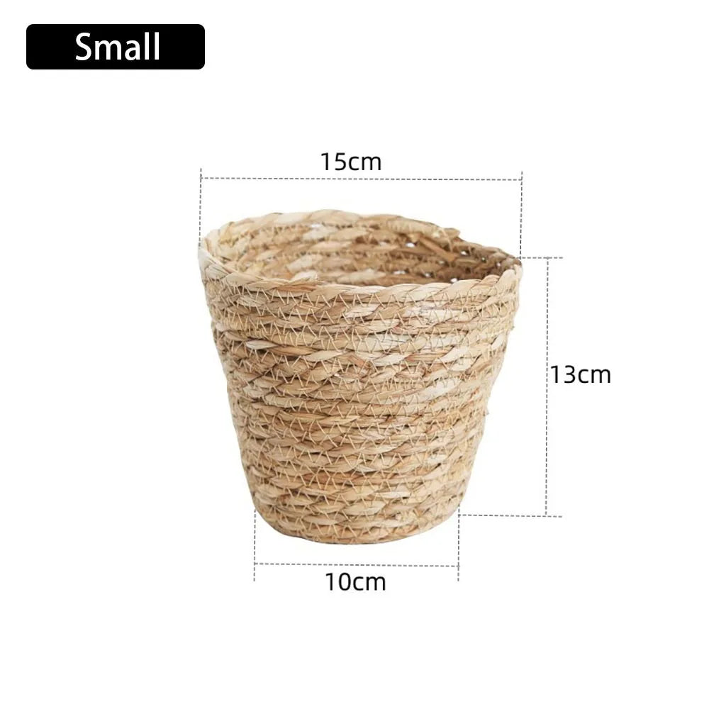 1Pc Grass Woven Flowerpot Mini/S/M/L Rattan Straw Flower Pot Basket Durable Planter Basket New Woven Plant Flower Basket