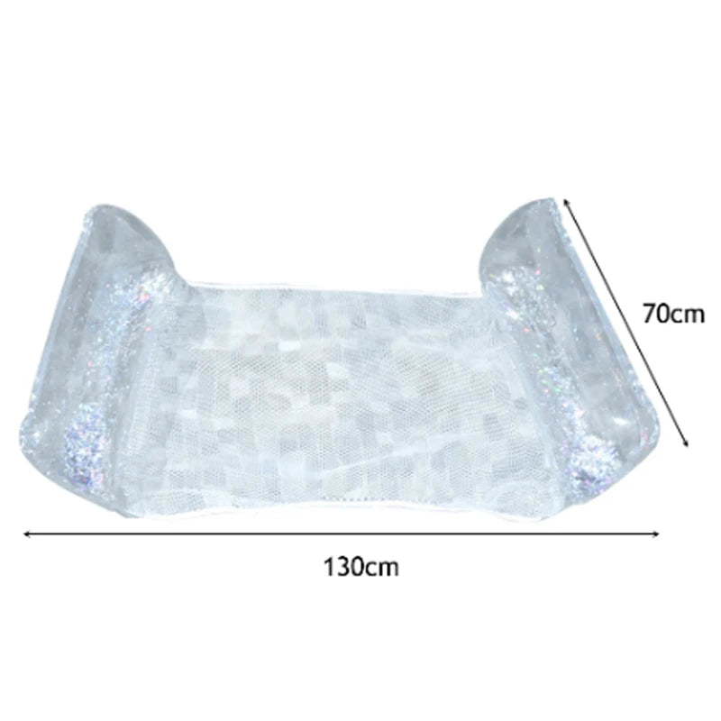 Transparent Inflatable Mattress Foldable Summer Water Hammock Portable Floating Row with Sequins Adult Swimming Pool Party Toy