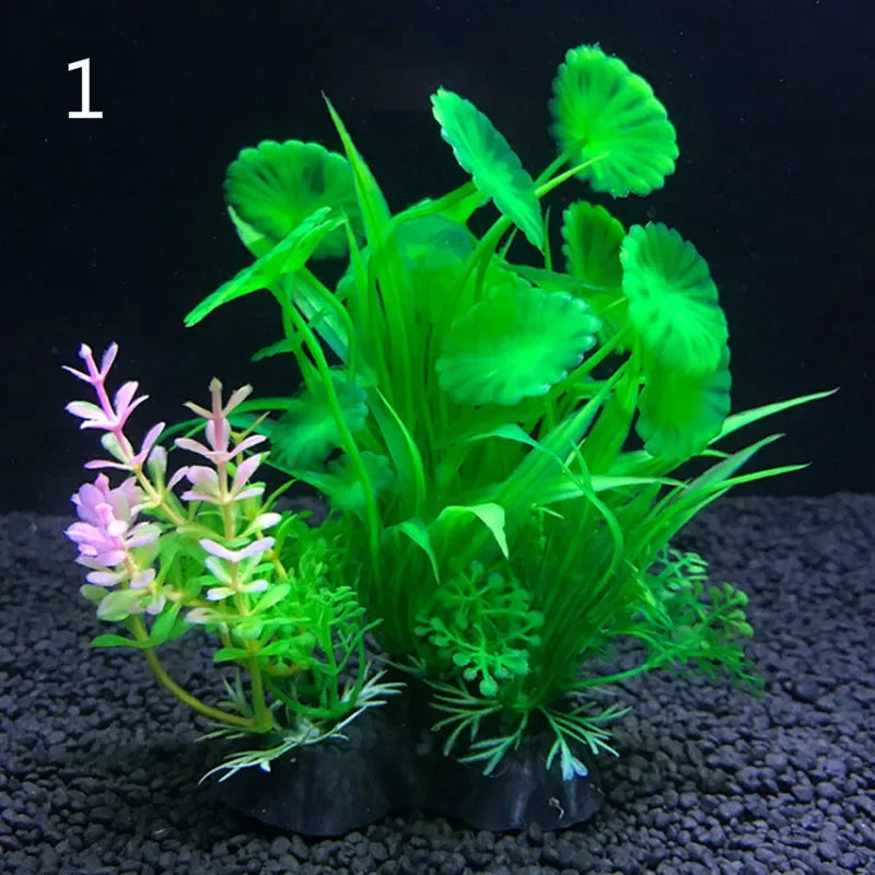 Artificial Aquarium Decor Plants Water Weeds Ornament Aquatic Plant Fish Tank Grass Decoration Accessories 14cm