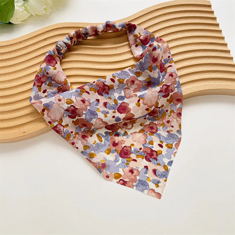 New Boho Triangle Bandanas Cotton Floral Print Elastic Hair Bands Headband Hairband Scrunchies Hair Scraf Girls Hair Accessories