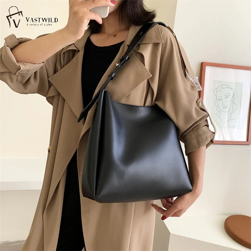 Fashion Leather Tote Bag For Women 2025 Tend Female Simple Large High Capacity Shoulder Side Bag Handbags And Purses