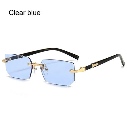 UV400 Protection Rimless Rectangle Sunglasses Trendy Y2K Eyewear Shades for Women & Men