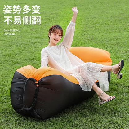 outdoor portable Lazy Inflatable Sofa Outdoor Portable Beach Air Sofa Folding Camping Inflatable Sofa Bed Sleeping Bag Single Pe