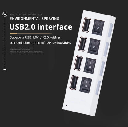 4-Port Usb 2.0 Hub One Drag Four Splitter Hub Plug And Play Mini Small Socket Hub /Usb 4-Port Splitter