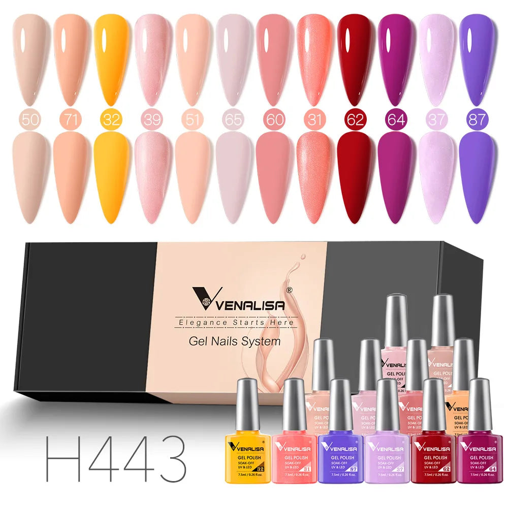 Venalisa Nail Gel Polish Kit Christmas Gift Winter Color Collection Semi Permanent New Learner Nude Pink Nail Varnish Set