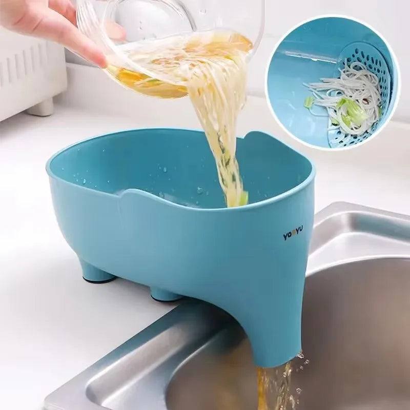 Multi Functional Kitchen Tool Elephant Shaped Drainage Basket, Fruit Tray, Vegetable Cleaning Drainage Box, Vegetable Basket