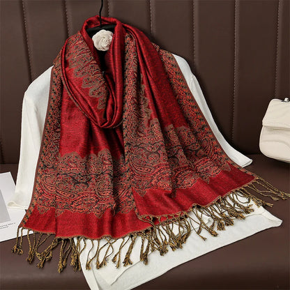 Luxury Brand Autumn Cashmere Pashmina Shawl Lady Wrap Warm Winter Scarves Design Print Female Foulard Cotton Stoles Scarf 2023