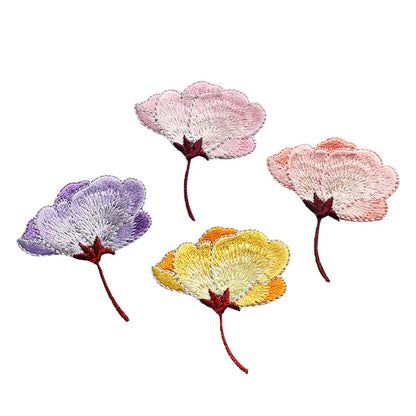 Small Begonia Blossoms Flower Patch Iron on Applique Floral Patch for Clothes Fabric Iron to Stick DIY Coat Jeans Accessories