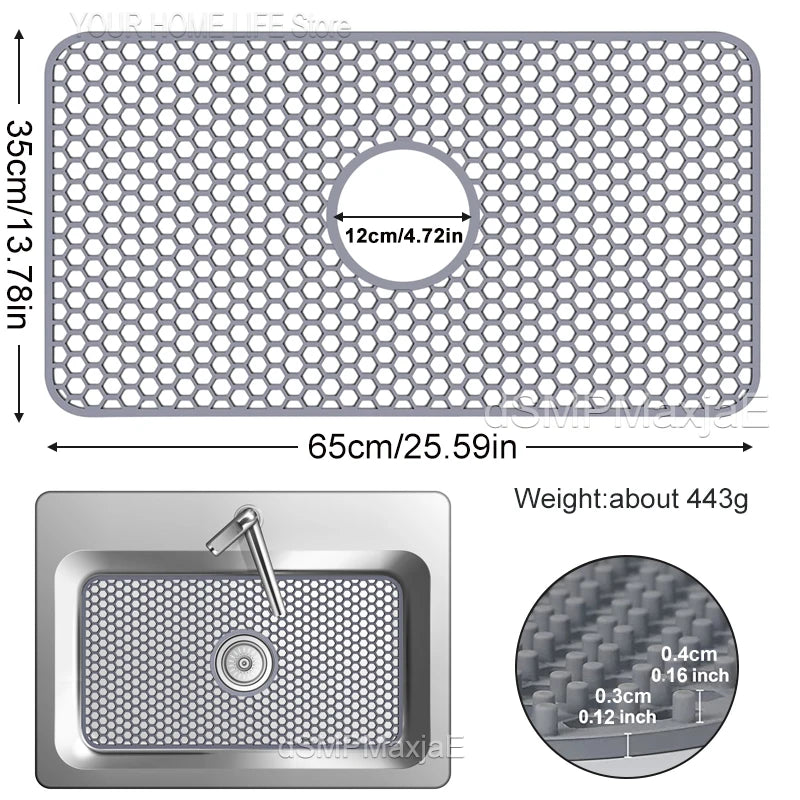 Silicone Sink Mat-Protectors for Kitchen Sink with Drain,Kitchen Sink Grid,Non-Slip Heat-Resistant Sink Mat for Bottom of sink