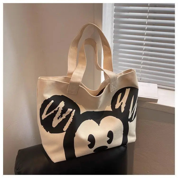 NEW Cartoon Canvas Bag Kawaii Cute Large Capacity Canvas Bag Female Students Schoolbag Tote Bag