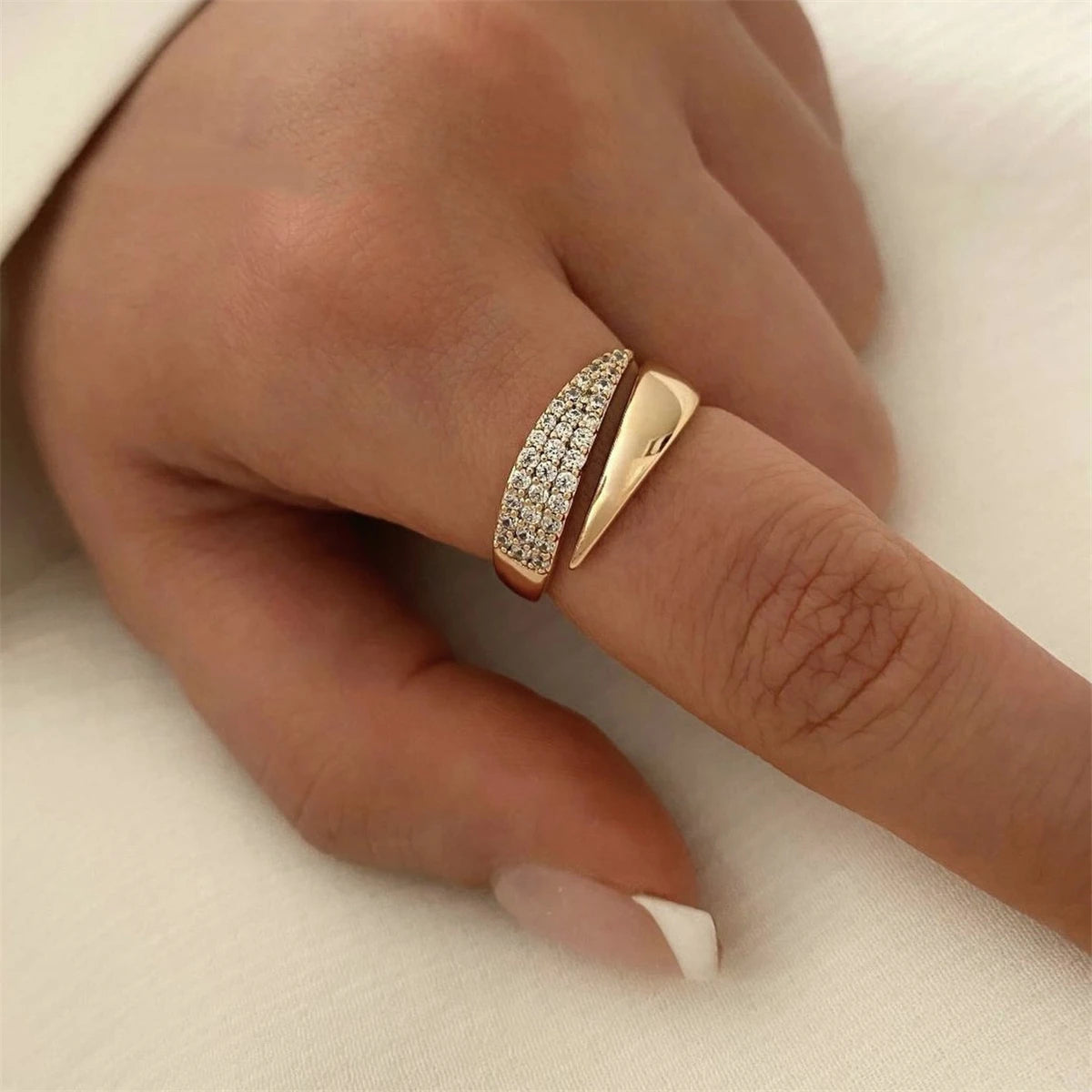 1 Pc Luxury Copper Zircon Open Adjustable Rings for Women Fashion Jewelry Gift