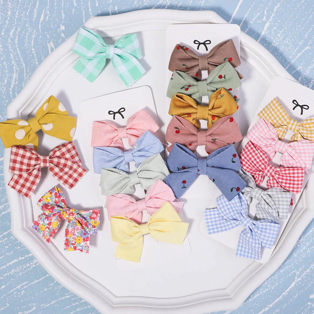 5Pcs/Set Hairpins for Kids Cute Plaid Print Star  Sweet Headband Hair Clips Children Girls Barrettes Fashion Bow Accessories