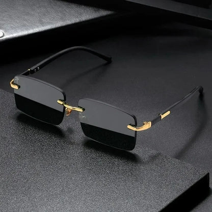 Retro Sunglasses Men Brand Designer Fashion Rimless Sun Glasses Shades Cutting Lens Ladies Frameless Eyeglasses