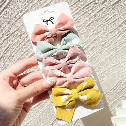 5Pcs/Set Hairpins for Kids Cute Plaid Print Star  Sweet Headband Hair Clips Children Girls Barrettes Fashion Bow Accessories