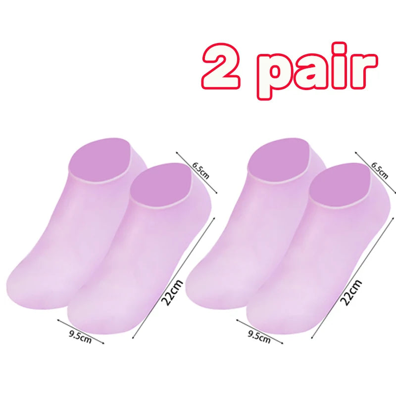 1-5Pairs Silicone Moisturizing Elastic Foot Socks DIY Spa Foot Masks Cracked Dead Skin Protector Reusable Pedicure Cares Tools