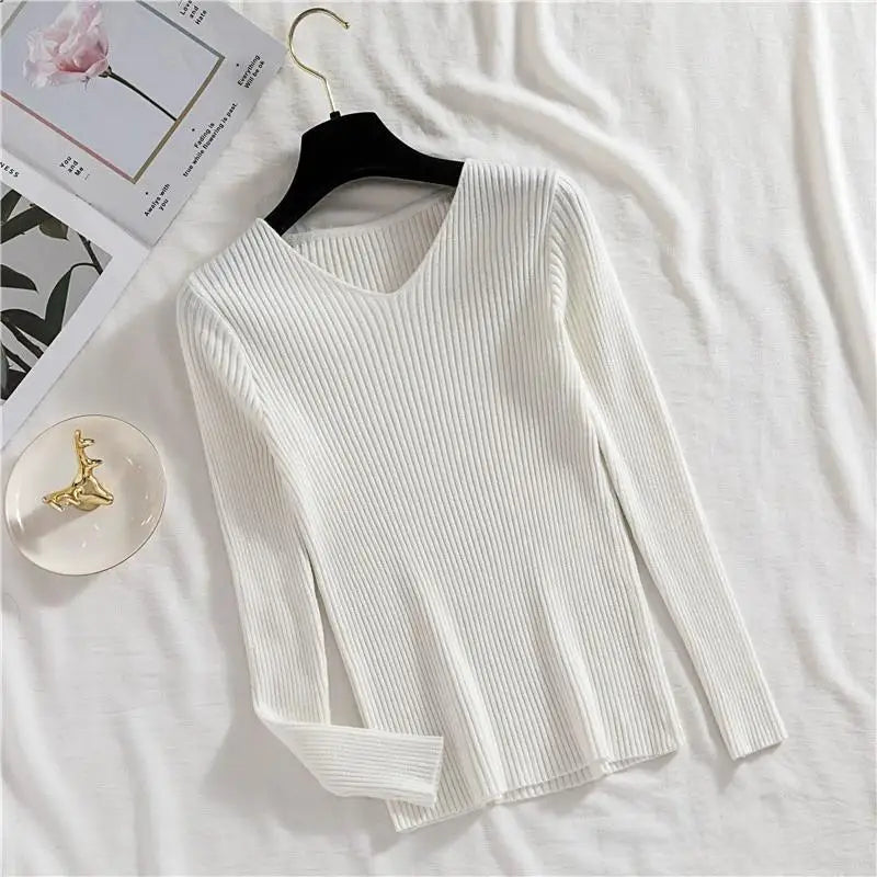 2025 Autumn Winter Women Sweaters Casual Long Sleeve Knitted Pullover Sweater Femme Basic Solid Jersey Tops Fashion Clothes