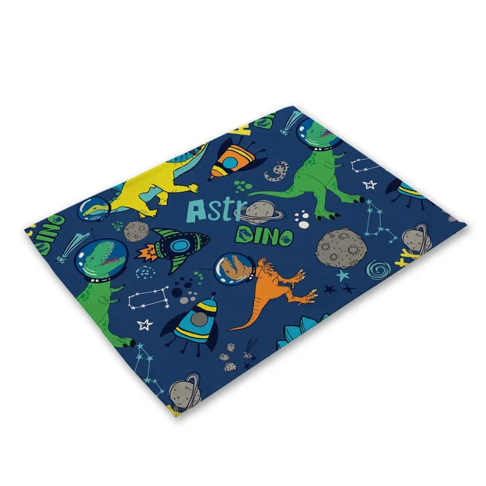 Cute Cartoon Dinosaur Place Mats mats For Children Kids Fabric Coaster Table Decoration Mat Kitchen Dining   Pads