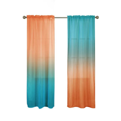 2 Panel Gradient Color Sheer Voile Curtains Pastoral Rustic Window Screen Drape Panel Tulle Curtains Translucent Gauze Curtains