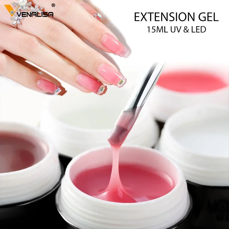 15ml UV Construction Gel Semi-transparent Builder Clear Jelly Pink Camouflage Venalisa Nail Building Extending Self Leveling Gel