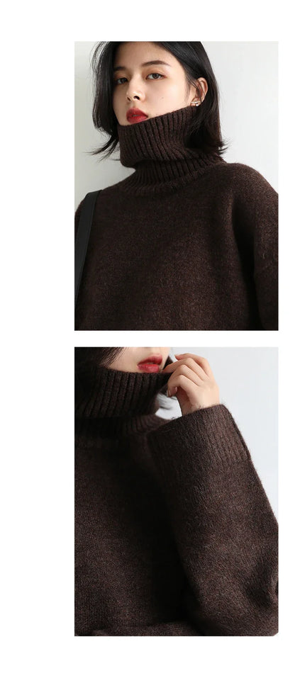 CHIC VEN Women's Sweater Autumn Winter New Turtleneck Knit Pullover Loose Clothes for Women Warm Solid Basic Female Tops 2023