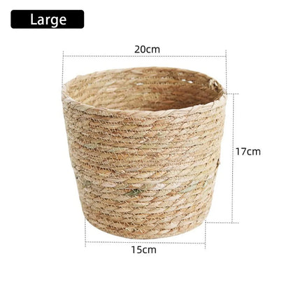 1Pc Grass Woven Flowerpot Mini/S/M/L Rattan Straw Flower Pot Basket Durable Planter Basket New Woven Plant Flower Basket