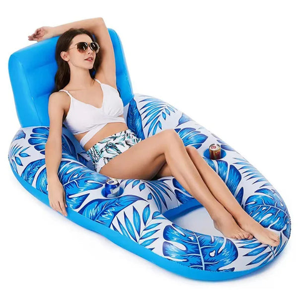 Inflatable Floating Boat Lounge Portable Swim Ring PVC For Beach Vacation/family Pool Party Leaf Cushion Bed With Mesh Outdoor