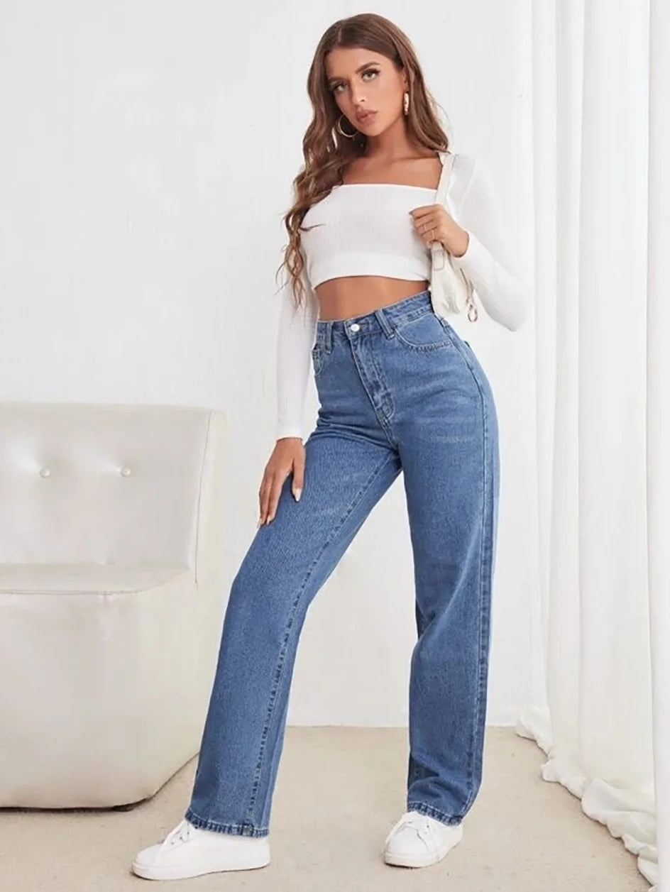 Women's jeans loose slimming European and American all-match slimming straight pants