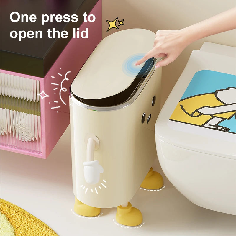 UFORU Press the trash can household advanced sense kitchen seal with lid toilet cleat with lid fun plastic trash can