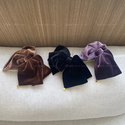 Purple Advanced Feeling Bow Hair Claw Velvet Bowknot Hairpin Crab Clip Back of Head Barrettes For Women Girls Hair Accessories