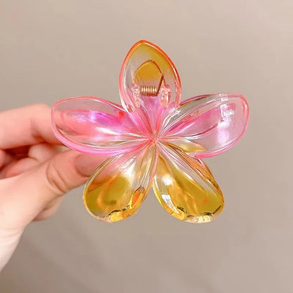 AISHG Gradient Flower Hair Claw Clips Non-Slip Hair Clips for Women Cute Shark Clips Hawaiian Hair Flower Clip Large Plumeria