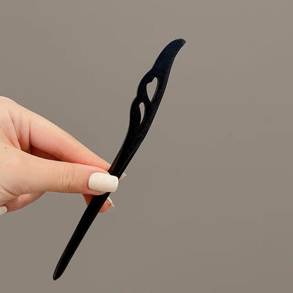 New Women Fashion Simple Black Wood Hairpin Adult Sweet Hairpins Female Hair Accessories Headwear