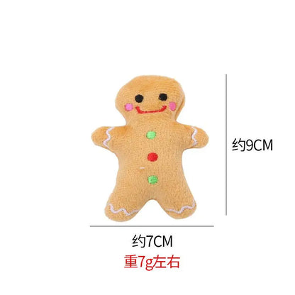 Pet Dog Plush Noise Chewing Toy Santa Elk Gingerbread Man Donut Cat Dog Christmas Series Cartoon Cute Puzzle Supplies